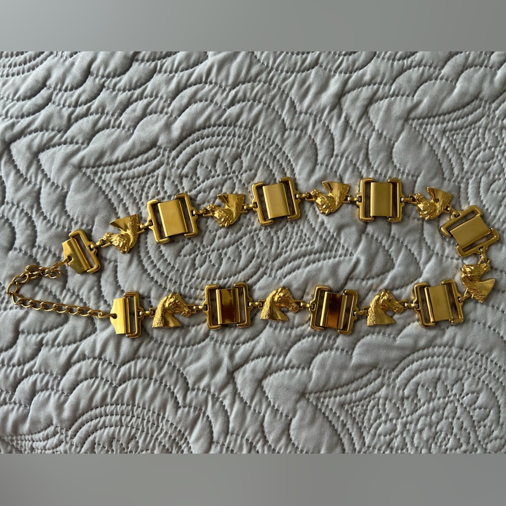 Authentic vintage Escada gold horse chain belt